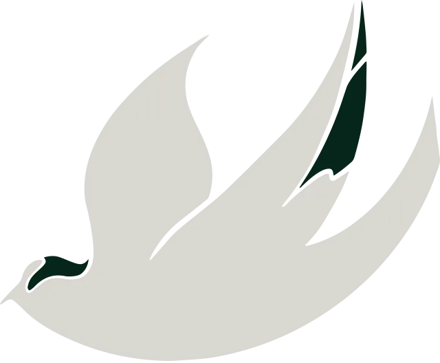 Abstract dove silhouette with green accents
